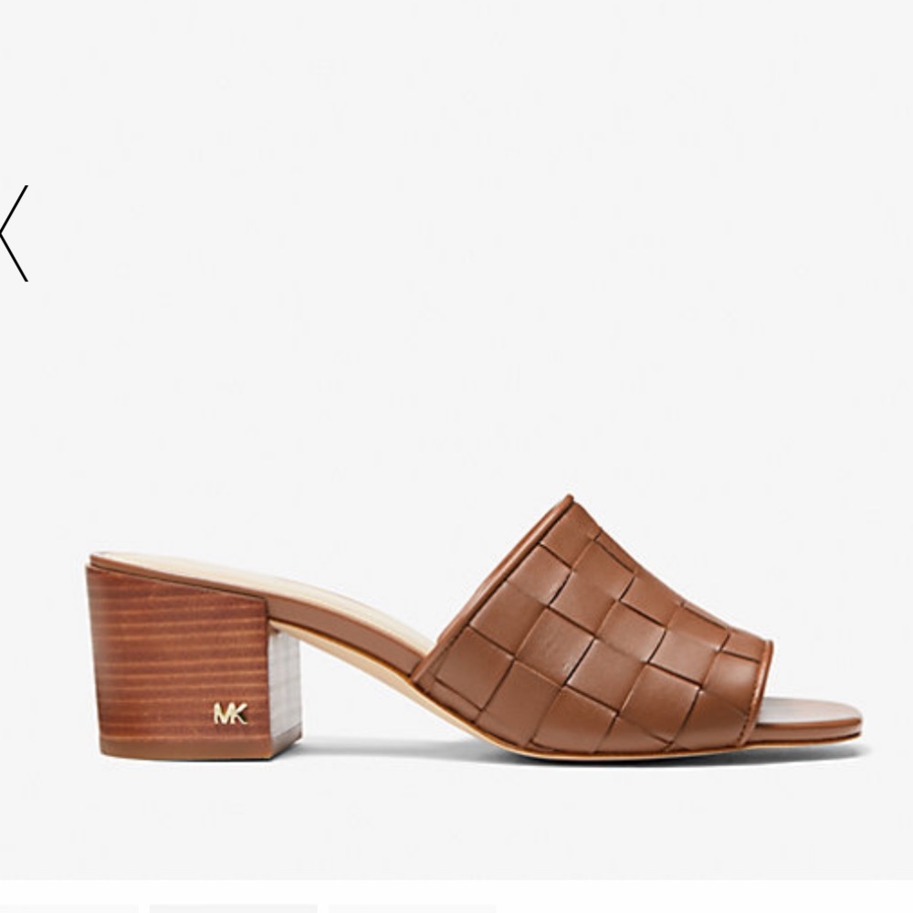 Micheal Kors Ingrid Leather Woven Mules-Size 8